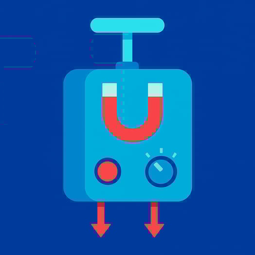 A conceptual flat vector illustration of a product ready magnetizer The style is minimalist with geometric shapes and clean lines utilizing a color pa-1