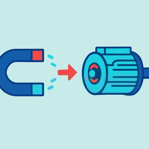 A conceptual flat vector illustration of how magnetizers directly improve EV Motor Performance The style is minimalist with clean lines and a color pa-1