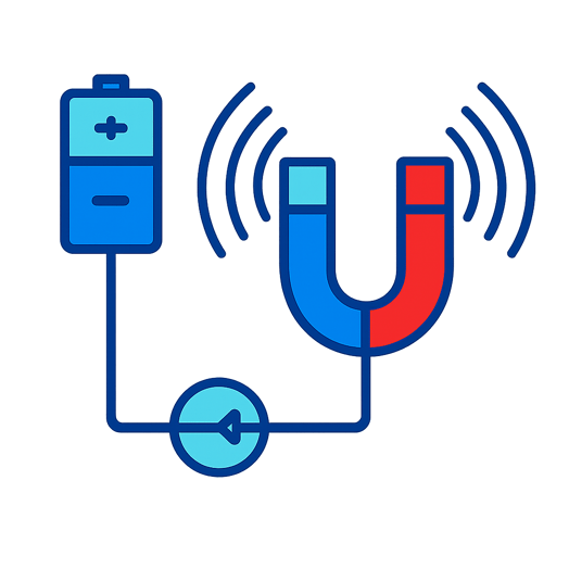 A conceptual flat vector illustration of the Technology behind Magnetizer The style is minimalist with clean lines using a color palette of royal blue