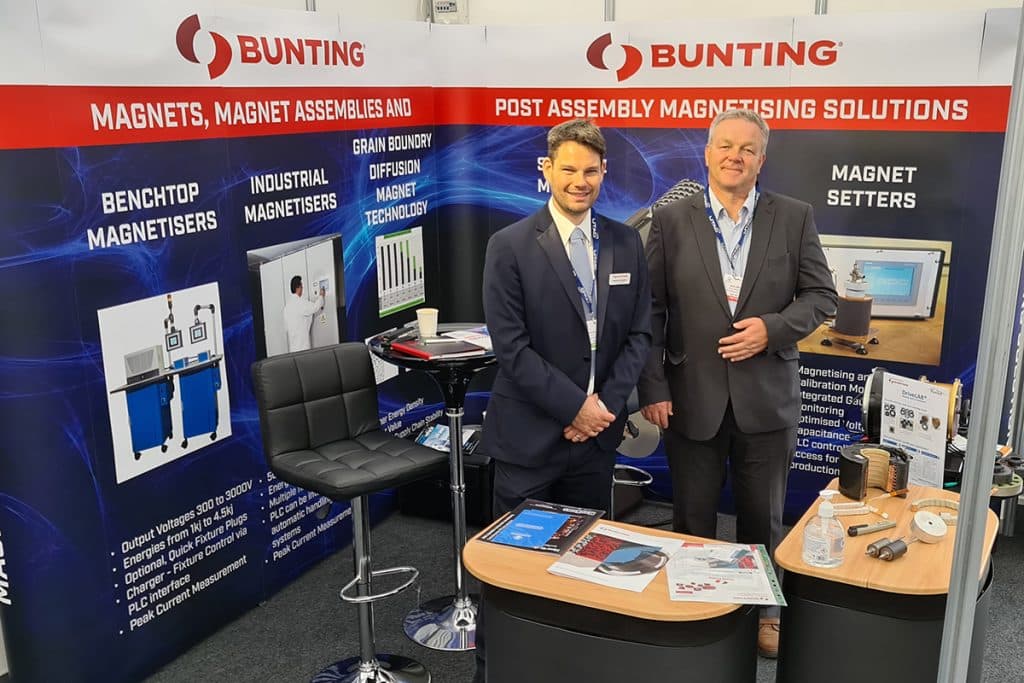 
 Matthew Swallow and Alan Why on the Bunting stand at Cenex LCV 2021
