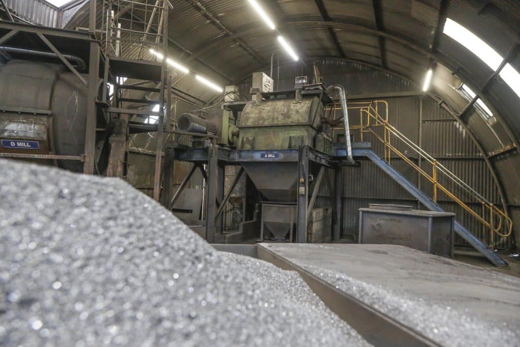 Two of the ball mills at Pilamec